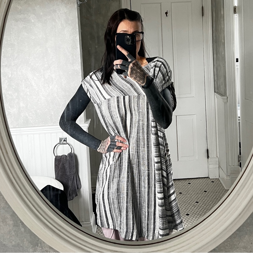Free people linen blend striped tunic dress. Small. NWOT